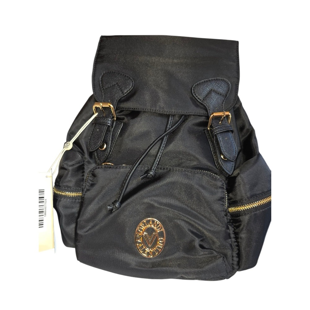 Black Women's Backpack with Gold Accents